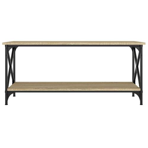 Sofabord 100x45x45 cm konstrueret træ og jern sonoma-eg