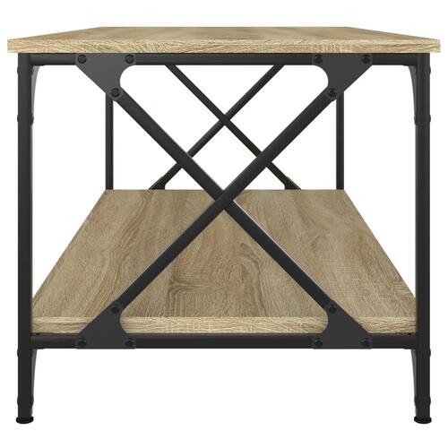 Sofabord 100x50x45 cm konstrueret træ og jern sonoma-eg