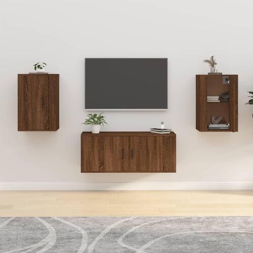 Væghængte tv-skabe 2 stk. 40x34,5x60 cm brun egetræsfarve