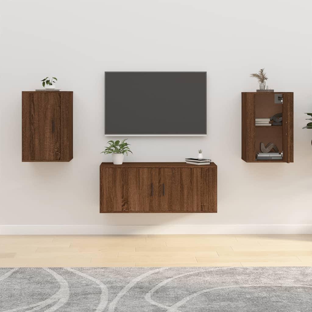 Væghængte tv-skabe 2 stk. 40x34,5x60 cm brun egetræsfarve