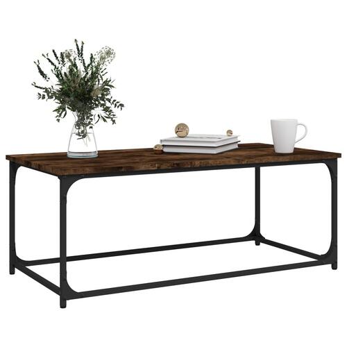 Sofabord 102x50x40 cm konstrueret træ og jern røget egetræ