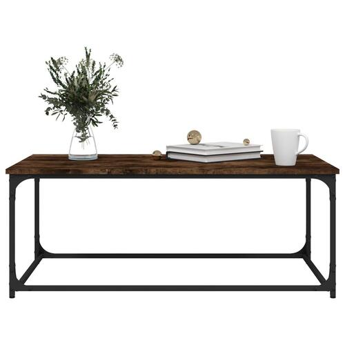 Sofabord 102x50x40 cm konstrueret træ og jern røget egetræ
