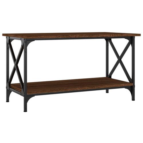 Sofabord 80x45x45 cm konstrueret træ og jern brun egetræsfarve
