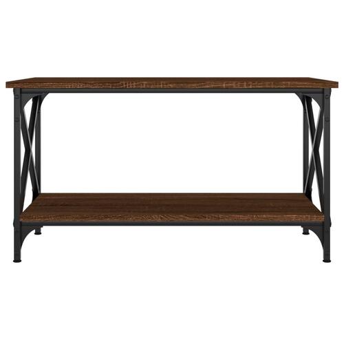 Sofabord 80x45x45 cm konstrueret træ og jern brun egetræsfarve