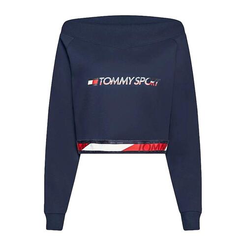 Sweaters uden Hætte til Kvinder Tommy Hilfiger Crop V Neck Mørkeblå M