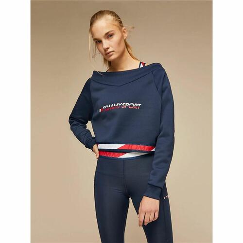 Sweaters uden Hætte til Kvinder Tommy Hilfiger Crop V Neck Mørkeblå M