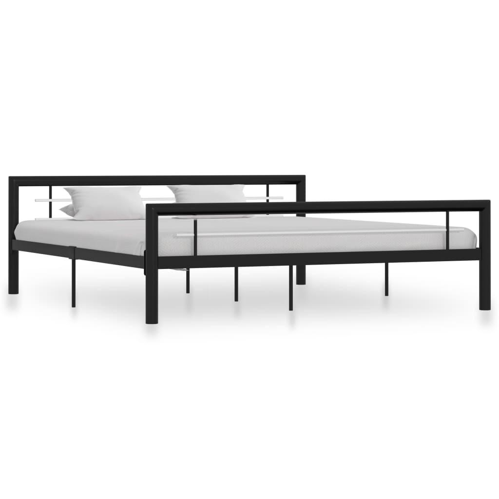 Sengestel 180x200 cm metal sort og hvid