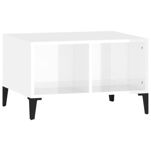 Sofabord 60x50x36,5 cm konstrueret træ hvid højglans