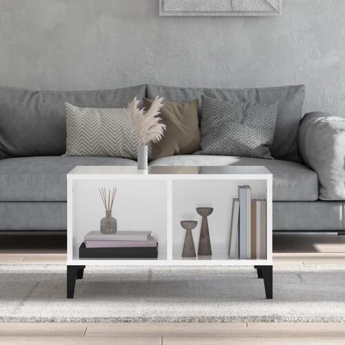 Sofabord 60x50x36,5 cm konstrueret træ hvid højglans