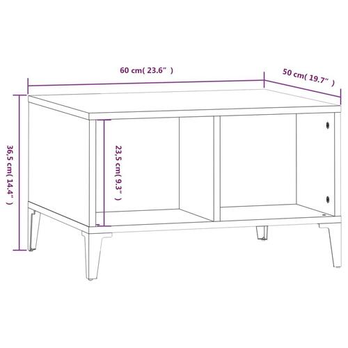 Sofabord 60x50x36,5 cm konstrueret træ hvid højglans