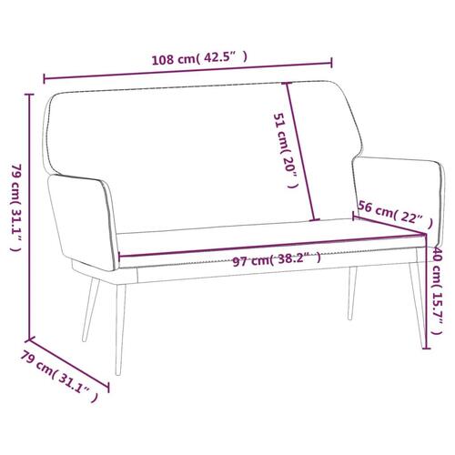 Bænk 108x79x79 cm velour brun