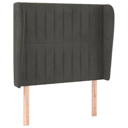 Sengegavl med kanter 103 x 23 x 118/128 cm fløjl mørkegrå