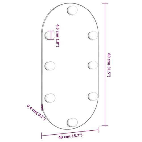 Spejl med LED-lamper 80x40 cm oval glas