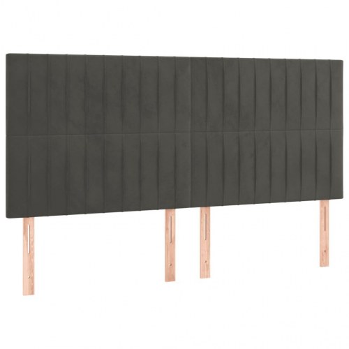 Kontinentalseng med madras 200x200 cm - fløjl, mørkegrå