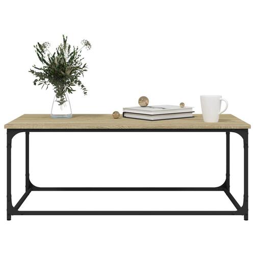 Sofabord 102x50x40 cm konstrueret træ og jern Sonoma-eg
