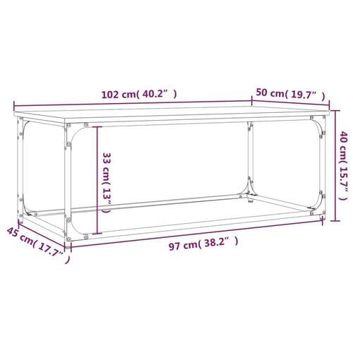 Sofabord 102x50x40 cm konstrueret træ og jern Sonoma-eg