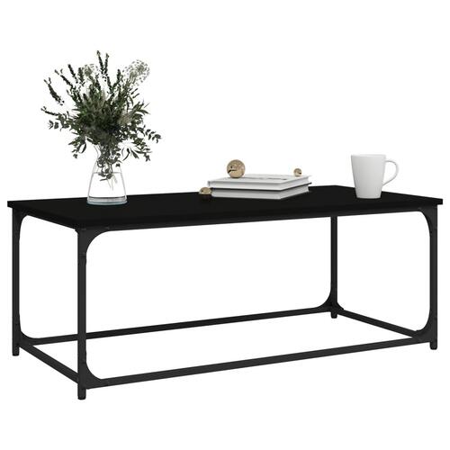 Sofabord 102x50x40 cm konstrueret træ og jern sort