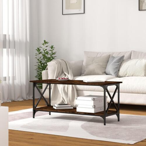 Sofabord 100x45x45 cm konstrueret træ og jern røget egetræ