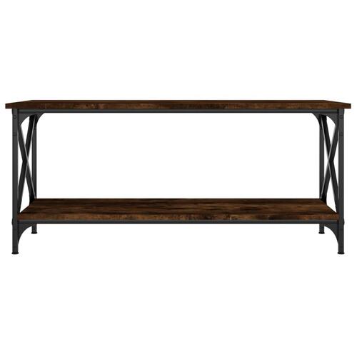 Sofabord 100x45x45 cm konstrueret træ og jern røget egetræ