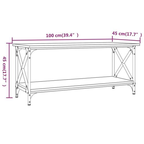 Sofabord 100x45x45 cm konstrueret træ og jern røget egetræ