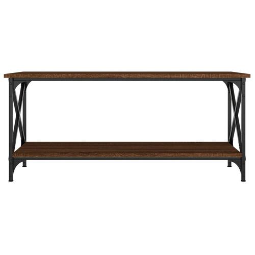 Sofabord 100x45x45 cm konstrueret træ og jern brun egetræsfarve