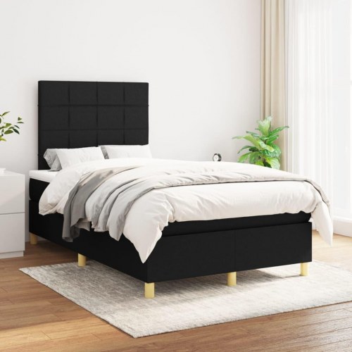 Kontinentalseng med madras 120x200 cm - stof, sort