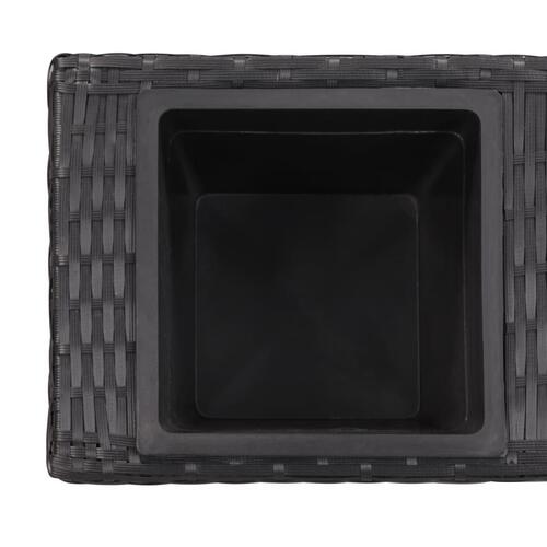 Plantekasse med 3 krukker 100x30x36 cm polyrattan sort