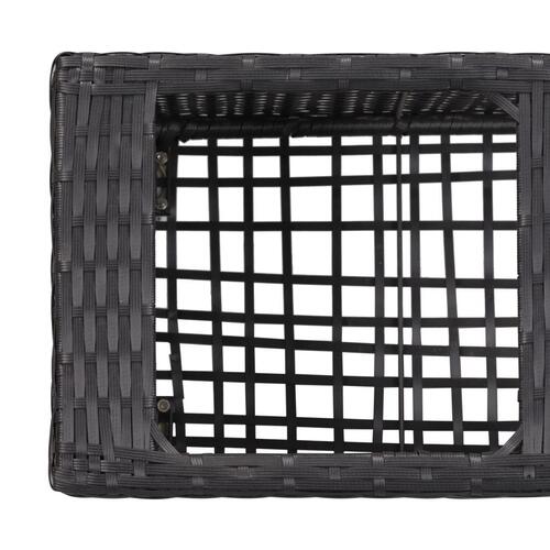 Plantekasse med 3 krukker 100x30x36 cm polyrattan sort