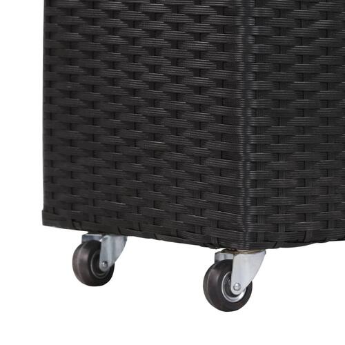Plantekasse med 3 krukker 100x30x36 cm polyrattan sort