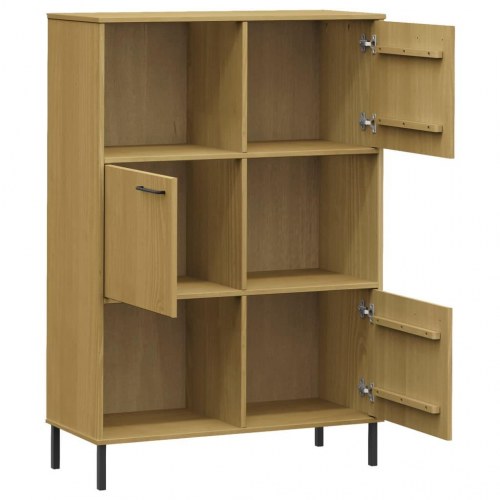 Bogskab med metalben OSLO 90x35x128,5 cm massivt træ brun