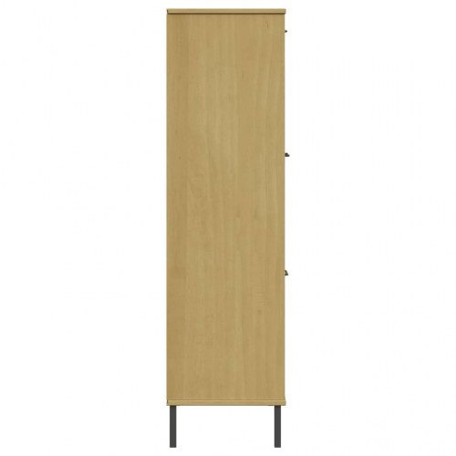 Bogskab med metalben OSLO 90x35x128,5 cm massivt træ brun