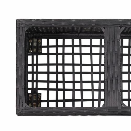 Plantekasse med 2 krukker 60x30x36 cm polyrattan sort