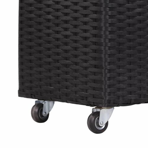 Plantekasse med 2 krukker 60x30x36 cm polyrattan sort