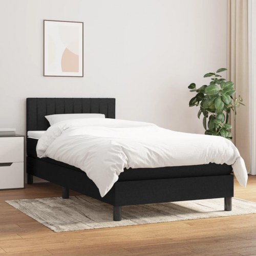 Kontinentalseng med madras 80×200 cm - stof, sort