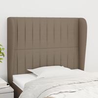 Sengegavl med kanter 103x23x118/128 cm stof gråbrun