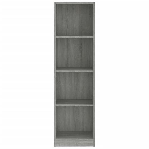 Bogreol m. 4 hylder 40x24x143 cm konstrueret træ grå sonoma-eg