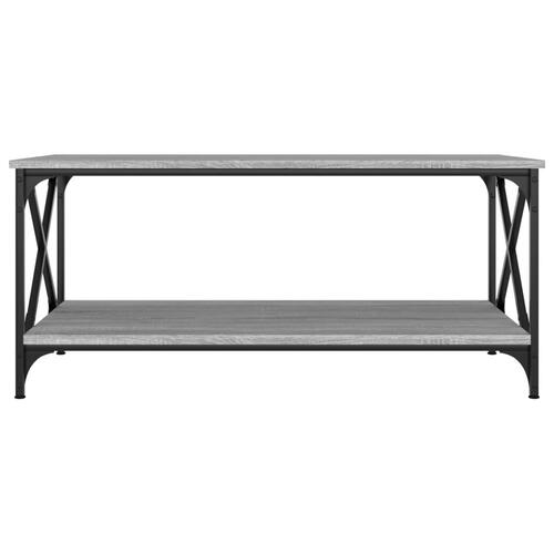 Sofabord 100x50x45 cm konstrueret træ og jern grå sonoma-eg