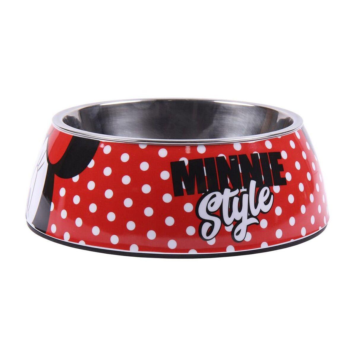 Minnie Mouse madskål til hund - rød melamin/metal, 180 ml billede