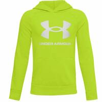 Hættetrøje til Børn Under Armour Rival Big Logo 1 Limegrøn 14-16 år
