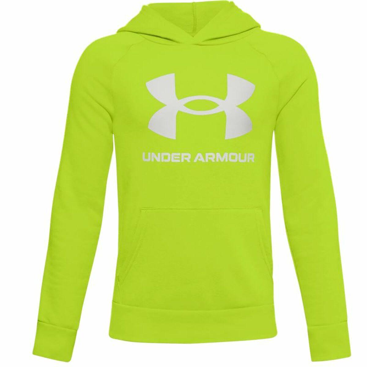 Hættetrøje til Børn Under Armour Rival Big Logo 1 Limegrøn 14-16 år