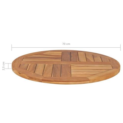 Bordplade 2,5 cm 70 cm rund massivt teaktræ