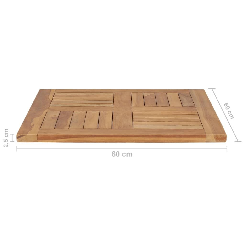 Bordplade 60x60x2,5 cm massivt teaktræ
