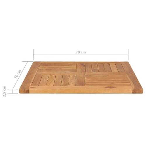 Bordplade 70x70x2,5 cm massivt teaktræ