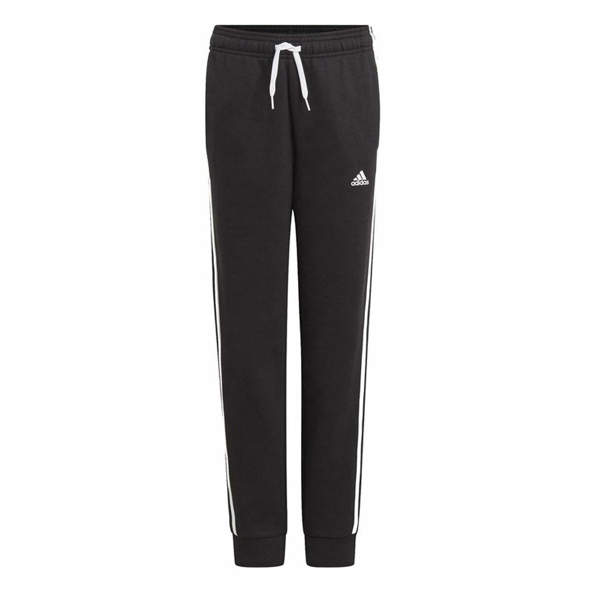 Træningsdragt til børn underdele Adidas Essentials 3 Ban Sort 7-8 år
