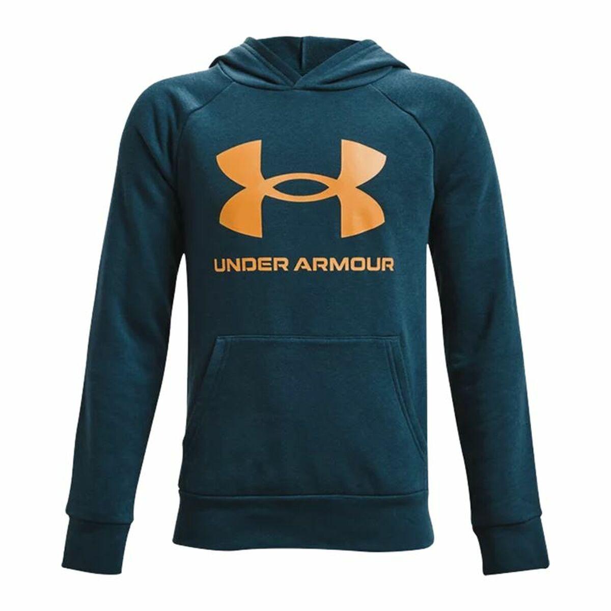 Hættetrøje til Børn Under Armour Rival Fleece Hoodie Cyan 18-20 år