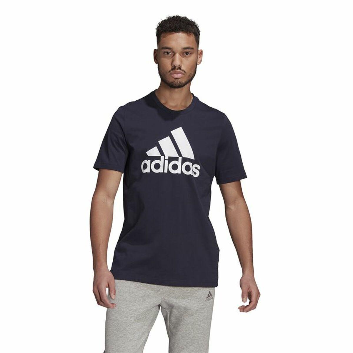 Kortærmet T-shirt til Mænd Essentials Big Logo Adidas Legend Ink Blå L