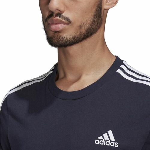 Kortærmet T-shirt til Mænd Essentials 3 bandas Adidas Legend Ink Blå Mørkeblå XS