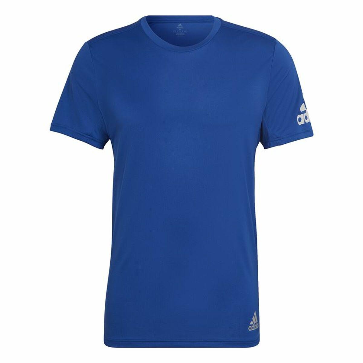 Kortærmet T-shirt til Mænd Adidas Run It Blå XS