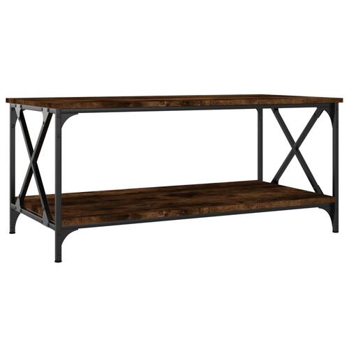 Sofabord 100x50x45 cm konstrueret træ og jern røget egetræ