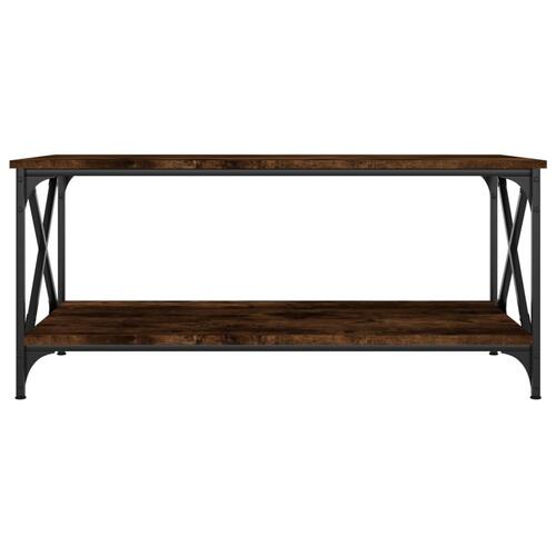 Sofabord 100x50x45 cm konstrueret træ og jern røget egetræ